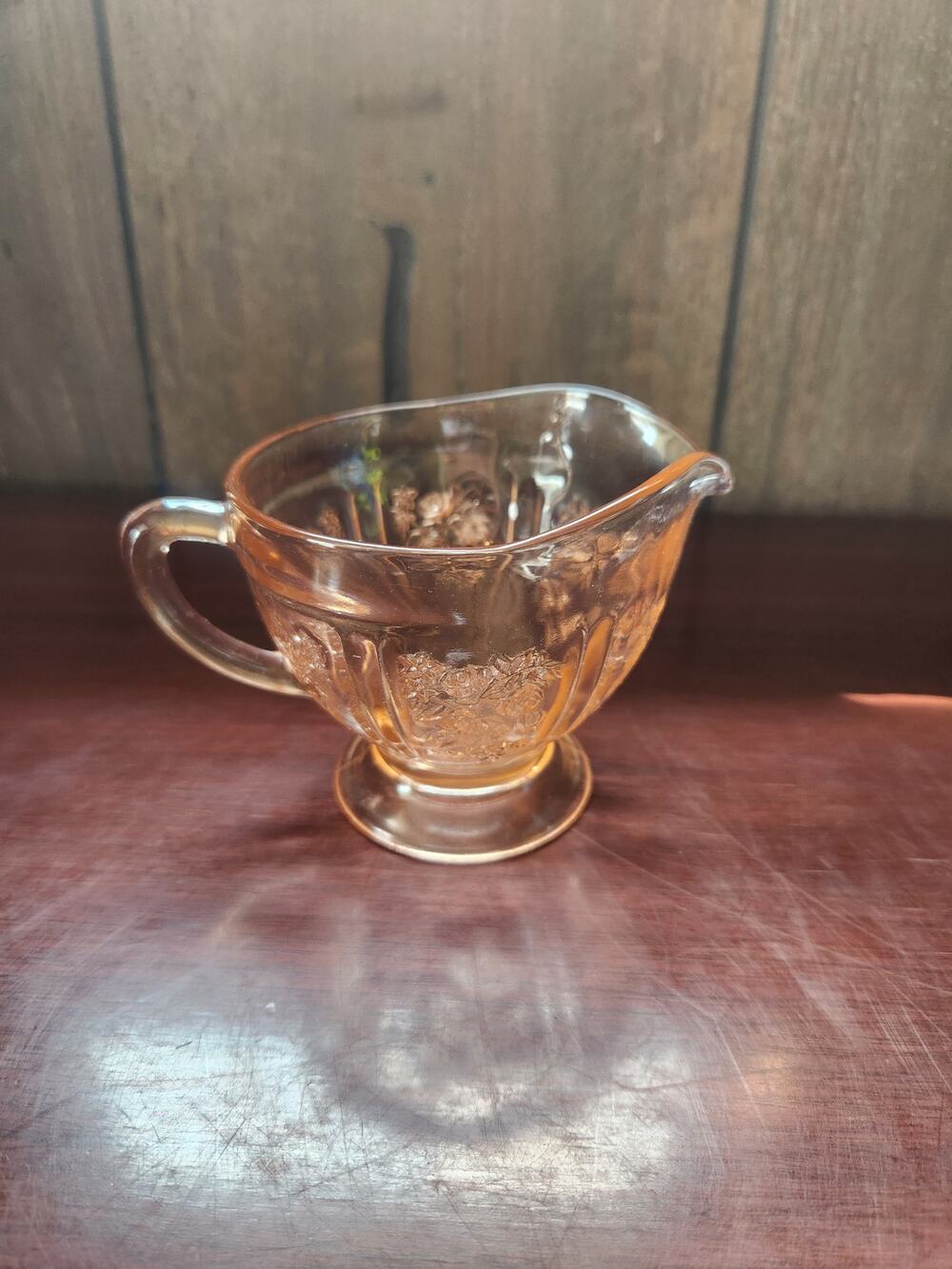 Vintage Anchor Hocking Mayfair Open Rose Pink Depression Glass Creamer